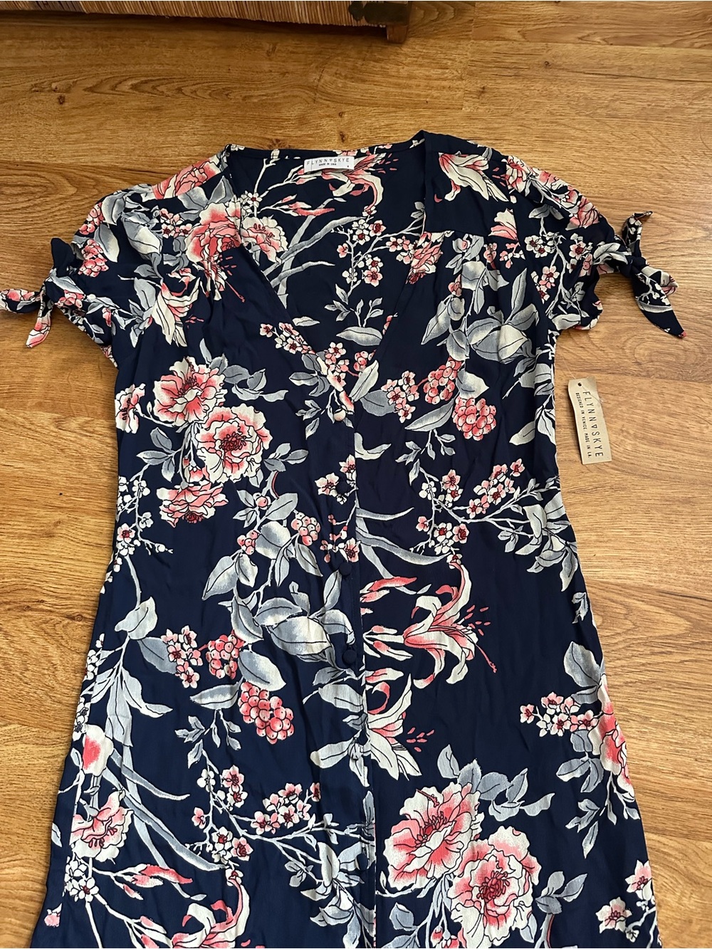 New! Flynn Skye Ale Navy Floral Long Maxi Dress S - Picture 2 of 14